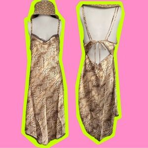 90s Vintage Lace and Snake Print Slip Dress